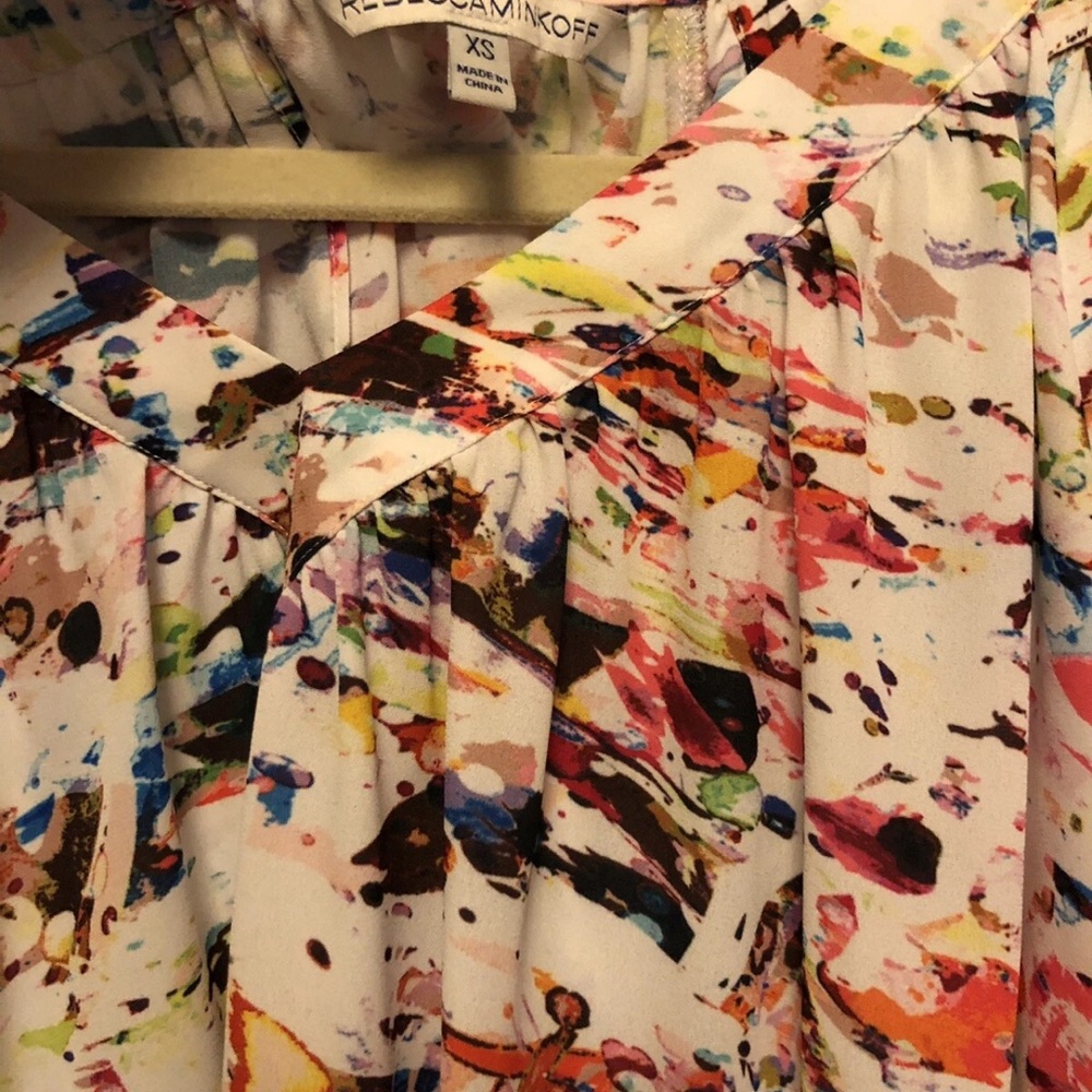 Rebecca Minkoff Vegas Splatter Abstract Cold Shoulder Blouse - Picture 6 of 8